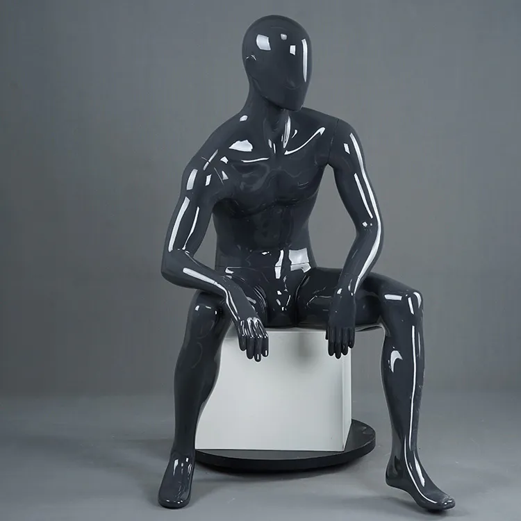 RTM-5 Black glossy male sitting mannequin store display mannequin