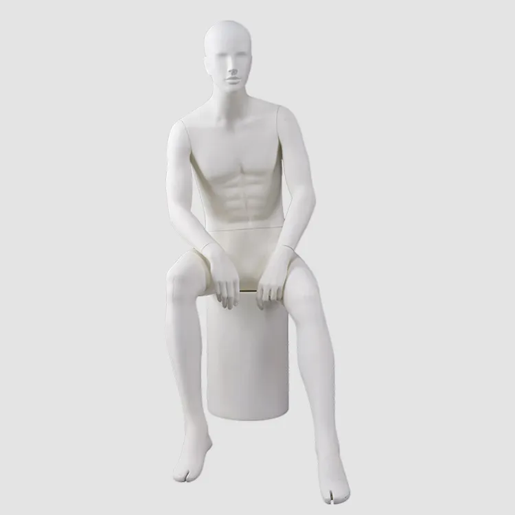 MKHF-4 Sitting matte white male mannequin for clothes display