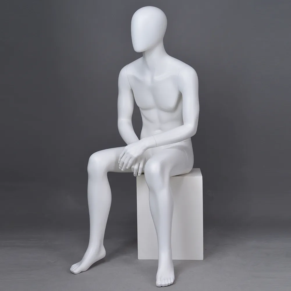 YB-4 New design sitting male mannequin full body matte white mannequin men