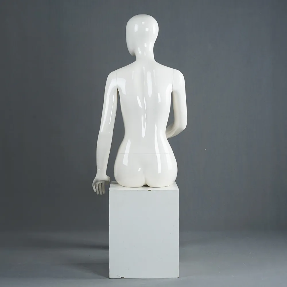 SQF-3 Glossy white egg head female sitting mannequin on sale