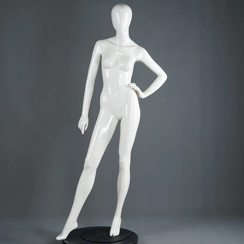 LADF-4 Glossy white fiberglass female mannequin for clothes display