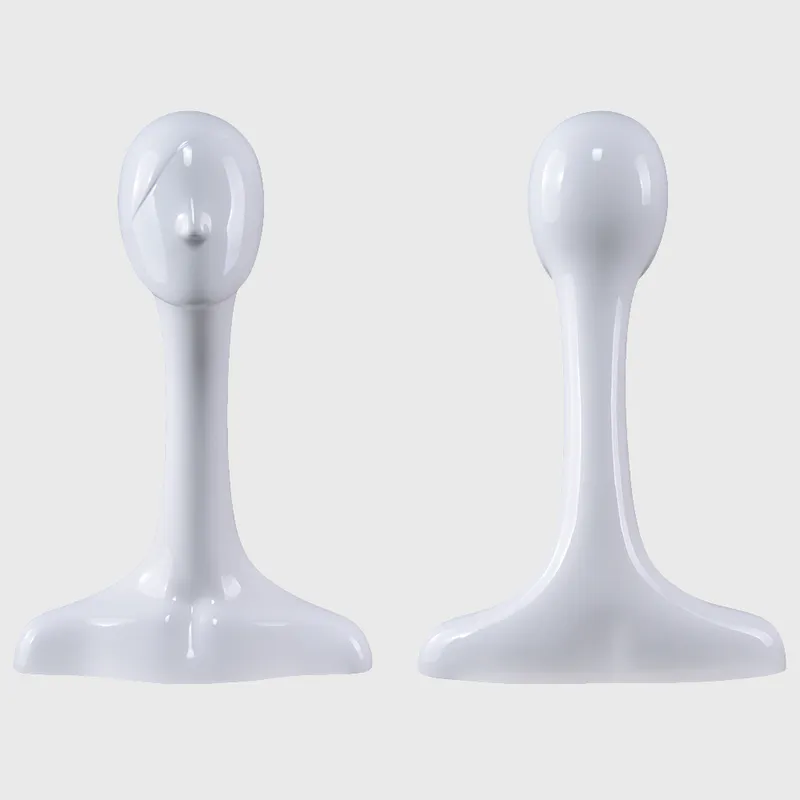 Wigs hat display long neck head mannequin glossy white female mannequin head