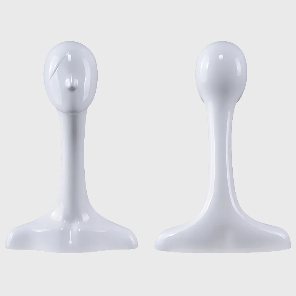 Wigs hat display long neck head mannequin glossy white female mannequin head